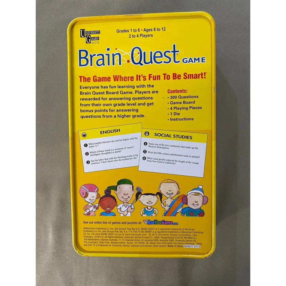 Brain Quest Game Grades 1-6 Ages 6-12 University Games in‎ Travel Tin